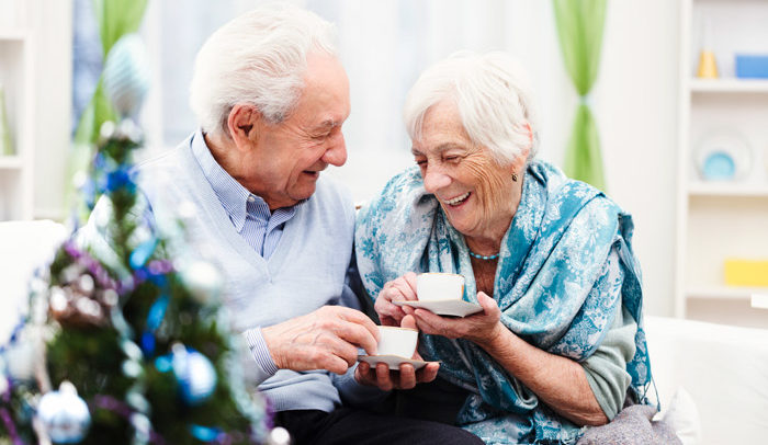 elderly couple during the holidays