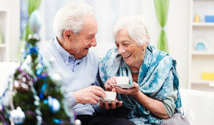 elderly couple during the holidays