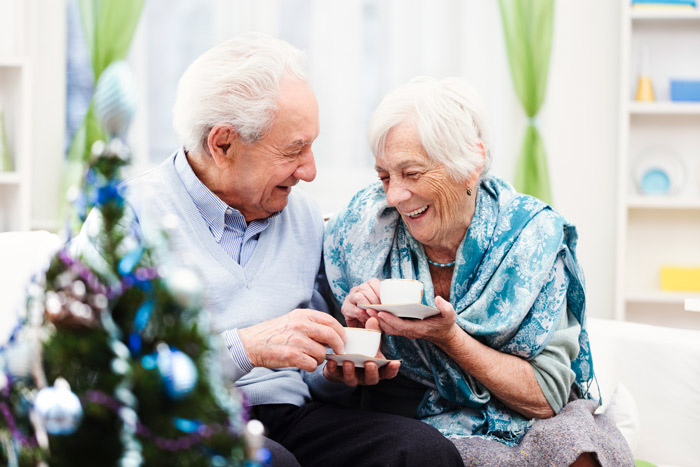 elderly couple during the holidays